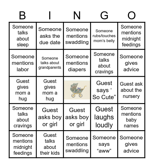 Regan & Otis Baby Shower Bingo Card