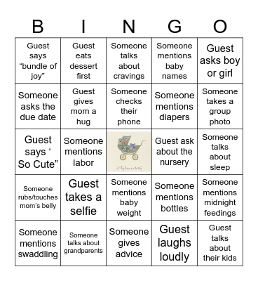 Baby Shower Bing - Regan & Otis Bingo Card