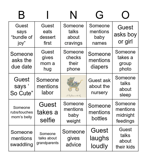 Baby Shower Bing - Regan & Otis Bingo Card