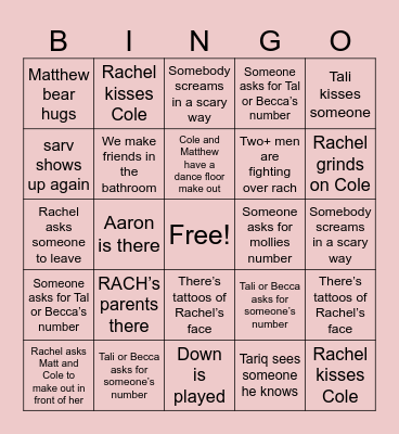 Rachie bday bingo Card