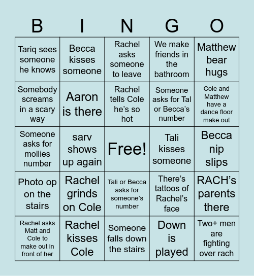 Rachie bday bingo🫡🫡🐤 Bingo Card