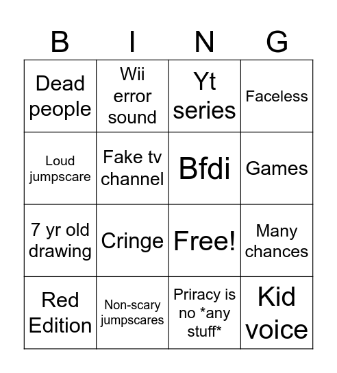 Fake anti piracy screen Bingo Card
