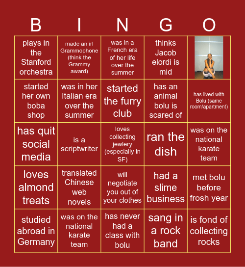 Bolu's Birthday Bingo Card