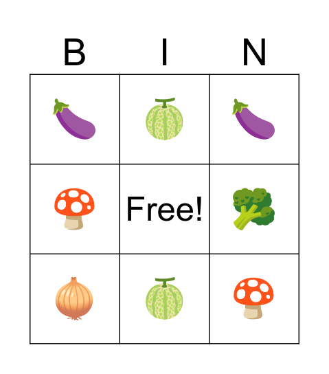 ผัก-ผลไม้ Bingo Card
