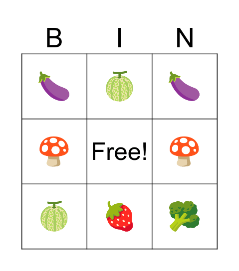 ผัก-ผลไม้ Bingo Card