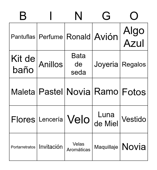 Abigail Bingo Card