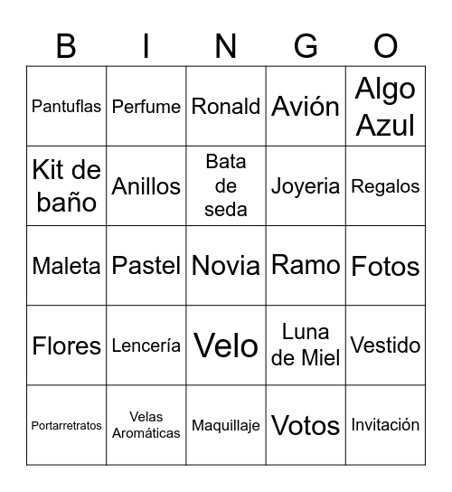 Abigail Bingo Card