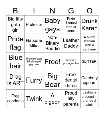 Pride Bingo Card