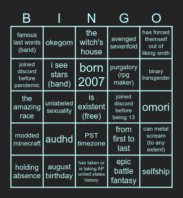 amanda tonotia bingo ver 6 Bingo Card