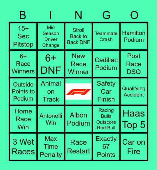 Ashlyn F1 Bingo Card