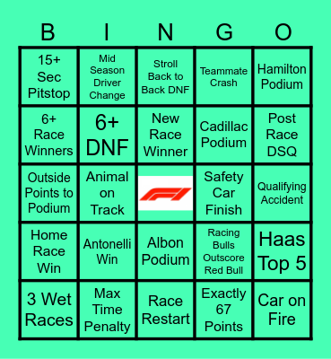 Ashlyn F1 Bingo Card