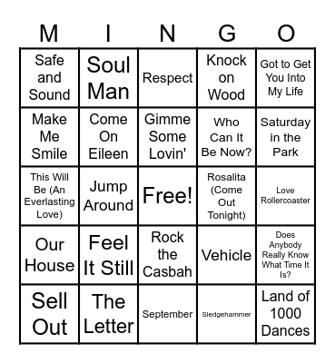 Toot Your Horn Bingo Card