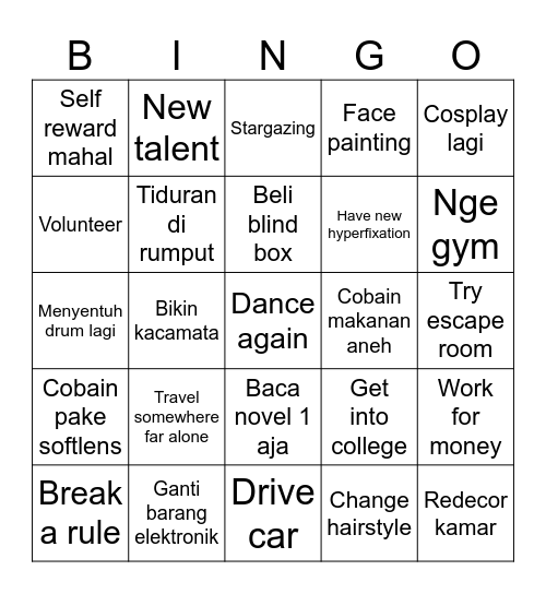 2026 Bingo Card