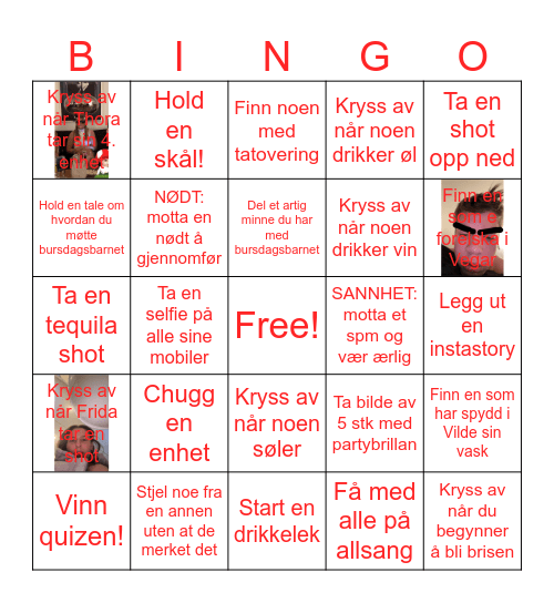 Bursdags bingo🥂 #22 Bingo Card