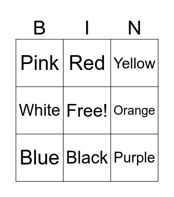 Colors Bingo Card