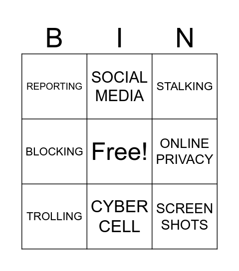 CYBERBULLING Bingo Card
