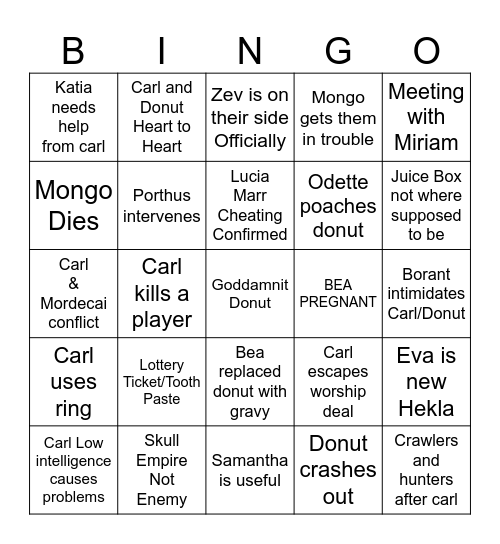 Vivienne's Bingo Card