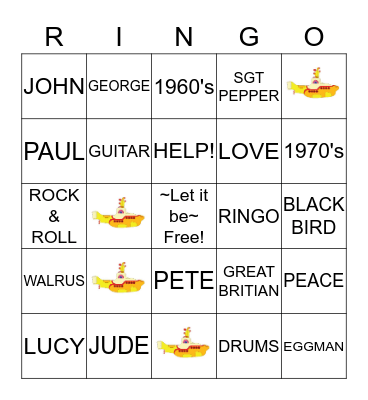 RINGO Bingo Card