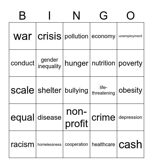 UNIT 6 Bingo Card