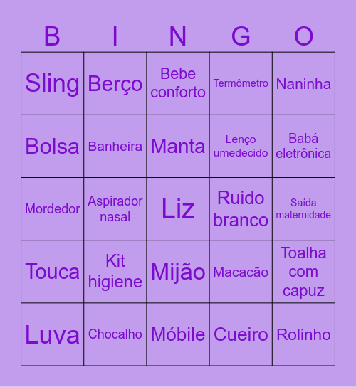 Chá da Liz Bingo Card