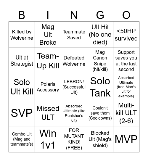 FEAR MAGNETO! Bingo Card