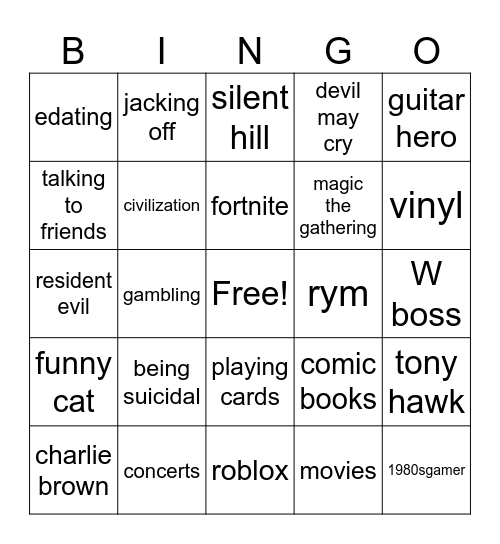 how many interests do you share with lethal Bingo Card