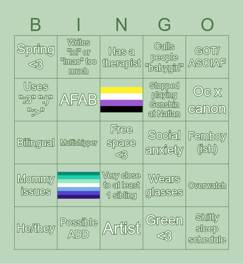Andy Bingo Card