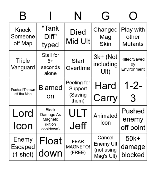 FOR MUTANT KIND! Bingo Card