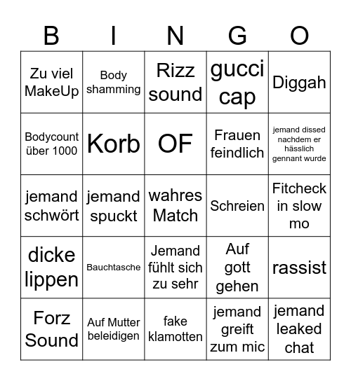 Frankfurt Tinder Bingo Card