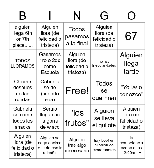 COMPETENCIA DE ORATORIA Bingo Card