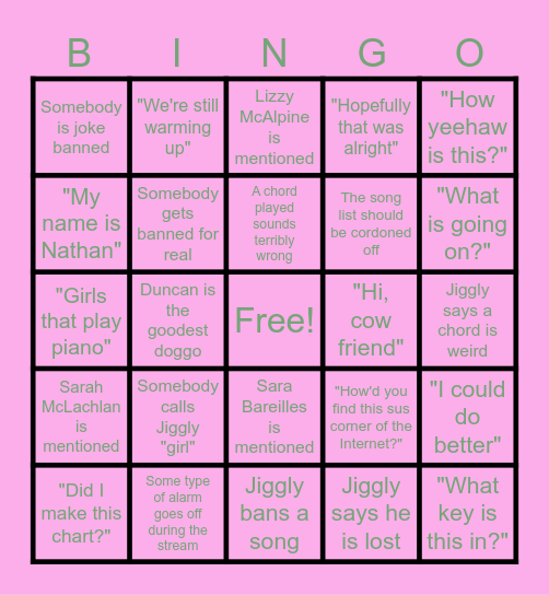 JigglyDad Bingo Card