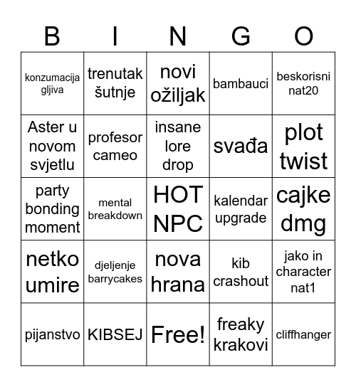 DND SESSION 8 BINGO Card
