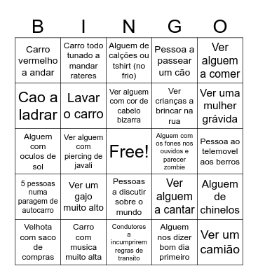 Passeio Matinal Junqueira Bingo Card