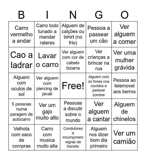 Passeio Matinal Junqueira Bingo Card