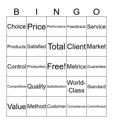 Quality Bingo Card