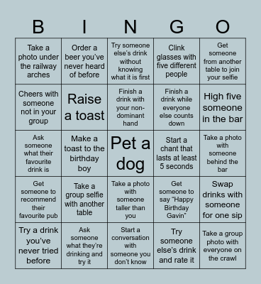 Beer Mile Bingo Card