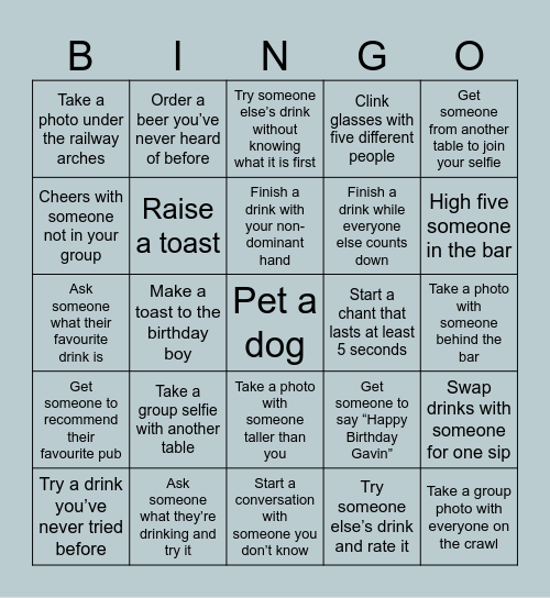 Beer Mile Bingo Card