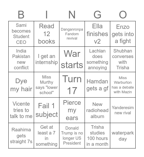 2026 Bingo Card