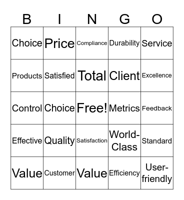 Quality Bingo Card