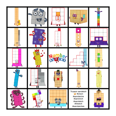Numberblocks Bingo Card