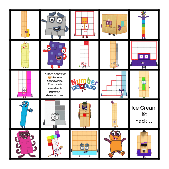 Numberblocks Bingo Card