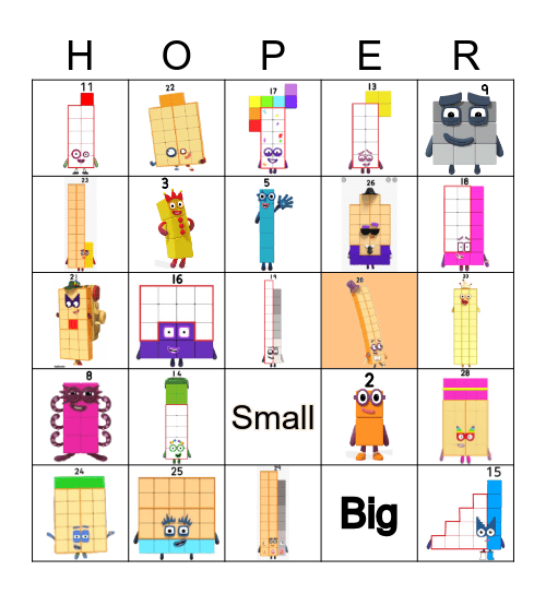 Number blocks Bingo Card