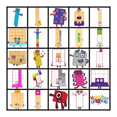 Numberblocks Bingo Card