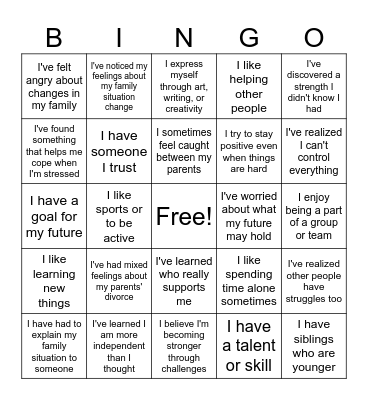 How Do I Define Myself Bingo Card