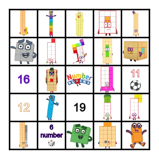 Numberblocks Bingo Card