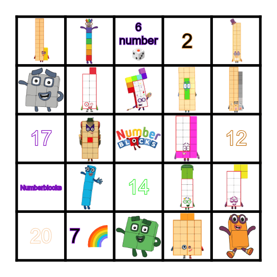 Numberblocks Bingo Card