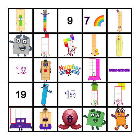 Numberblocks Bingo Card