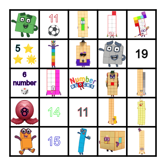 Numberblocks Bingo Card