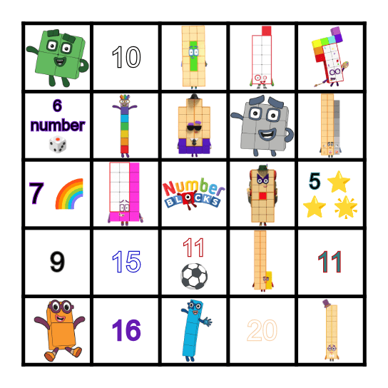 Numberblocks Bingo Card