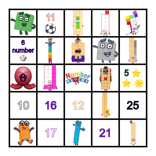 Numberblocks Bingo Card